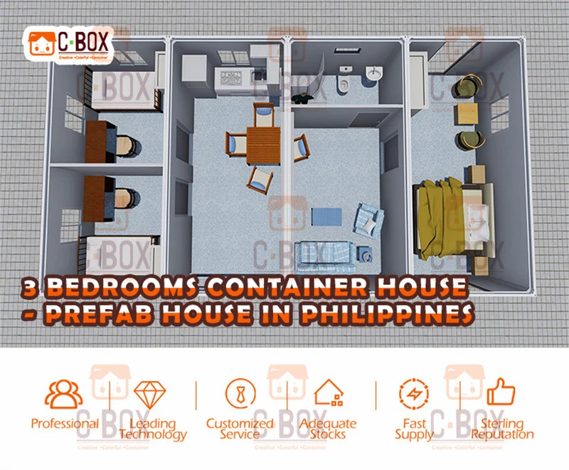 Rumah kontainer 3 kamar tidur